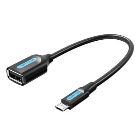 Cable USB 2.0 Vention CCUBB/ MicroUSB Macho - USB Hembra/ 480Mbps/ 15cm/ Negro - PixelPlaza