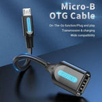 Cable USB 2.0 Vention CCUBB/ MicroUSB Macho - USB Hembra/ 480Mbps/ 15cm/ Negro - PixelPlaza