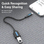 Cable USB 2.0 Vention CCUBB/ MicroUSB Macho - USB Hembra/ 480Mbps/ 15cm/ Negro - PixelPlaza