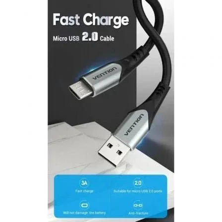 Cable USB 2.0 Vention COAHG/ USB Macho - MicroUSB Macho/ 480Mbps/ 1.5m/ Gris - PixelPlaza