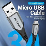 Cable USB 2.0 Vention COCHD/ USB Macho - MicroUSB Macho/ 480Mbps/ 50cm/ Negro - PixelPlaza
