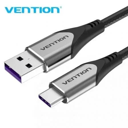 Cable USB 2.0 Tipo-C Vention COFHG/ USB Tipo-C Macho - USB Macho/ Hasta 100W/ 480Mbps/ 1.5m/ Gris - PixelPlaza