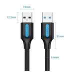 Cable USB 3.0 Vention CONBF/ USB Macho - USB Macho/ 5Gbps/ 1m/ Negro - PixelPlaza