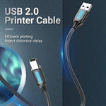 Cable USB 2.0 Impresora Vention COQBG/ USB Tipo-B Macho - USB Macho/ 480Mbps/ 1.5m/ Negro - PixelPlaza