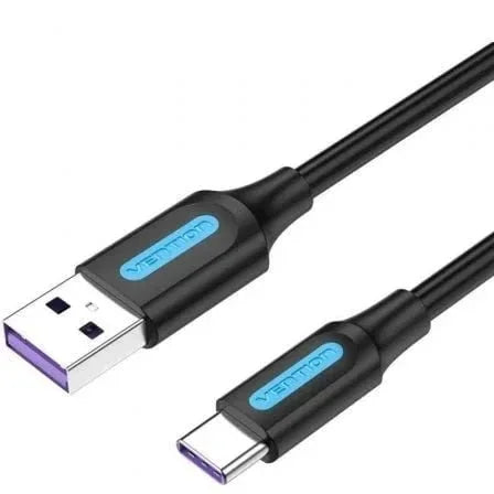 Cable USB 2.0 Tipo-C Vention CORBC/ USB Macho - USB Tipo-C Macho/ 480Mbps/ 25cm/ Negro - PixelPlaza