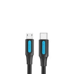 Cable USB 2.0 Tipo-C Vention COVBD/ USB Tipo-C Macho - MicroUSB Macho/ 480Mbps/ 50cm/ Negro - PixelPlaza