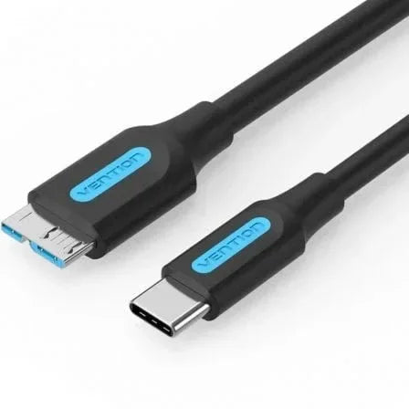 Cable USB 3.0 Vention CQABD/ microUSB Macho - USB Tipo-C Macho/ 5Gbps/ 50cm/ Negro - PixelPlaza