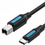 Cable USB 2.0 Impresora Vention CQUBF/ USB Tipo-B Macho - USB Tipo-C Macho/ 480Mbps/ 1m/ Negro - PixelPlaza