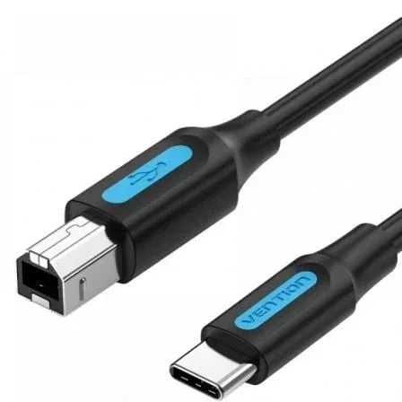 Cable USB 2.0 Impresora Vention CQUBG/ USB Tipo-B Macho - USB Tipo-C Macho/ 480Mbps/ 1.5m/ Negro - PixelPlaza