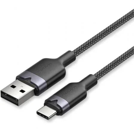 Cable USB 2.0 Tipo-C Vention CTNBH/ USB Tipo-C Macho - USB Macho/ Hasta 60W/ 480Mbps/ 2m/ Negro - PixelPlaza