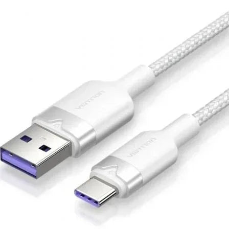Cable USB 2.0 Tipo-C Vention CTOWF/ USB Tipo-C Macho - USB Macho/ Hasta 100W/ 480Mbps/ 1m/ Blanco - PixelPlaza