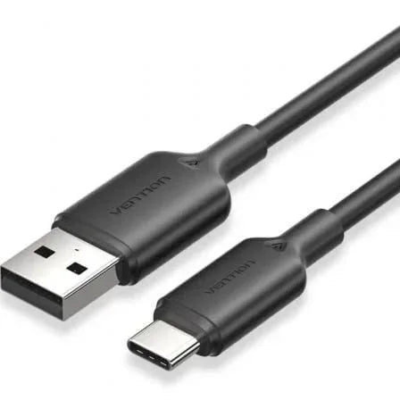 Cable USB 2.0 Tipo-C Vention CTQBF/ USB Tipo-C Macho - USB Macho/ Hasta 60W/ 480Mbps/ 1m/ Negro - PixelPlaza