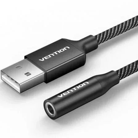 Conversor Vention CVEBC/ Jack 3.5 Hembra - USB Macho/ 1m/ Gris - PixelPlaza