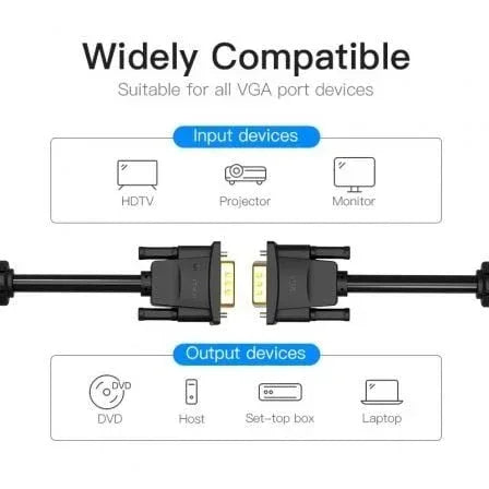 Cable VGA Vention DADBL/ VGA Macho - VGA Macho/ 10m/ Negro - PixelPlaza