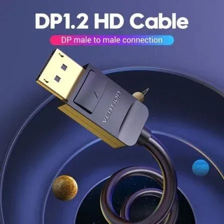 Cable Displayport 1.2 4K Vention HACBJ/ Displayport Macho - Displayport Macho/ 5m/ Negro - PixelPlaza
