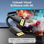 Cable DisplayPort 1.2 4K Vention HAKBJ/ DisplayPort Macho - DisplayPort Macho/ 5m/ Negro - PixelPlaza