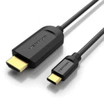 Cable Conversor HDMI 1.4 4K Vention CGUBF/ USB Tipo-C Macho - HDMI Macho/ 1m/ Negro - PixelPlaza