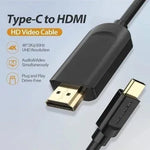 Cable Conversor HDMI 1.4 4K Vention CGUBH/ USB Tipo-C Macho - HDMI Macho/ 2m/ Negro - PixelPlaza