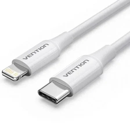 Cable USB 2.0 Tipo-C Lightning Vention LAJWF/ USB Tipo-C Macho - Lightning Macho/ Hasta 27W/ 480Mbps/ 1m/ Blanco - PixelPlaza