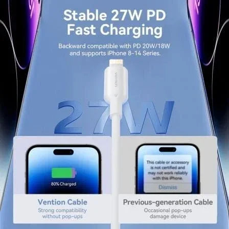 Cable USB 2.0 Tipo-C Lightning Vention LAKBF/ USB Tipo-C Macho - Lightning Macho/ Hasta 27W/ 480Mbps/ 1m/ Negro - PixelPlaza