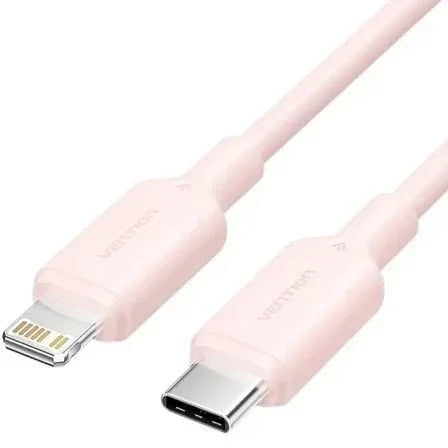 Cable USB 2.0 Tipo-C Lightning Vention LAKPF/ USB Tipo-C Macho - Lightning Macho/ Hasta 27W/ 480Mbps/ 1m/ Rosa - PixelPlaza