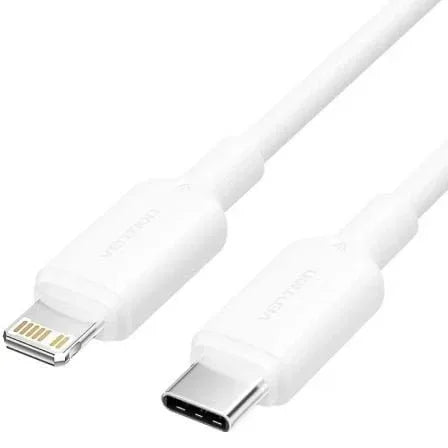 Cable USB 2.0 Tipo-C Lightning Vention LAKWF/ USB Tipo-C Macho - Lightning Macho/ Hasta 27W/ 480Mbps/ 1m/ Blanco - PixelPlaza