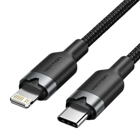 Cable USB Tipo-C Lightning Vention LALBH/ USB Tipo-C Macho - Lightning Macho/ 27W/ 480Mbps/ 2m/ Negro - PixelPlaza