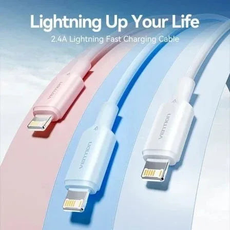 Cable USB 2.0 Lightning Vention LAMPF/ USB Macho - Lightning Macho/ 480Mbps/ 1m/ Rosa - PixelPlaza