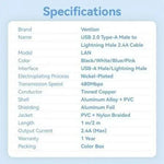 Cable USB Lightning Vention LANBF/ USB Macho - Lightning Macho/ 480Mbps/ 1m/ Negro - PixelPlaza