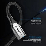 Cable Alargador USB 3.1 Tipo-C Vention TABHF/ USB Tipo-C Macho - USB Tipo-C Hembra/ Hasta 60W/ 5Gbps/ 1m/ Gris - PixelPlaza