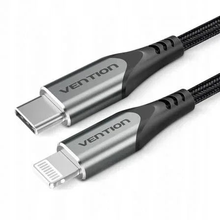 Cable USB 2.0 Tipo-C Lightning Vention TACHF/ USB Tipo-C Macho - Lightning Macho/ 480Mbps/ 1m/ Gris - PixelPlaza