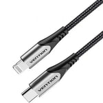 Cable USB 2.0 Tipo-C Lightning Vention TACHH/ USB Tipo-C Macho - Lightning Macho/ 480Mbps/ 2m/ Gris y Negro - PixelPlaza