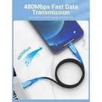 Cable USB 2.0 Tipo-C Lightning Vention TACHH/ USB Tipo-C Macho - Lightning Macho/ 480Mbps/ 2m/ Gris y Negro - PixelPlaza