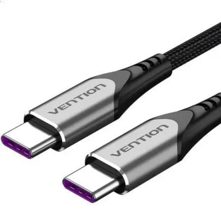 Cable USB 2.0 Tipo-C Vention TAEHG/ USB Tipo-C Macho - USB Tipo-C Macho/ Hasta 100W/ 480Mbps/ 1.5m/ Gris - PixelPlaza