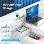 Cable USB 2.0 Tipo-C 90º Vention TAKHF/ USB Tipo-C Macho - USB Tipo-C Macho/ Hasta 100W/ 480Mbps/ 1m/ Gris - PixelPlaza