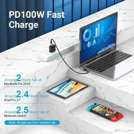 Cable USB 2.0 Tipo-C 90º Vention TAKHF/ USB Tipo-C Macho - USB Tipo-C Macho/ Hasta 100W/ 480Mbps/ 1m/ Gris - PixelPlaza