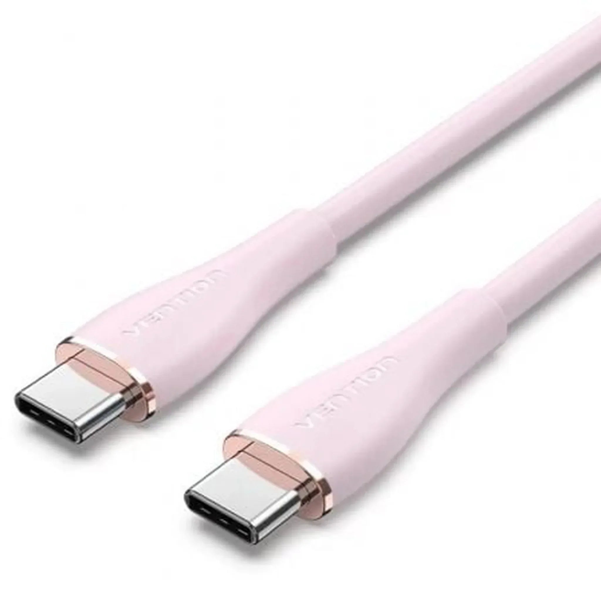 Cable USB 2.0 Tipo-C Vention TAWPF/ USB Tipo-C Macho - USB Tipo-C Macho/ Hasta 100W/ 480Mbps/ 1m/ Rosa - PixelPlaza