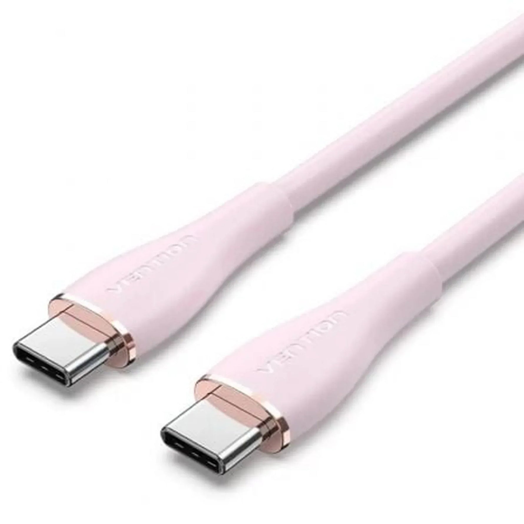 Cable USB 2.0 Tipo-C Vention TAWPF/ USB Tipo-C Macho - USB Tipo-C Macho/ Hasta 100W/ 480Mbps/ 1m/ Rosa - PixelPlaza