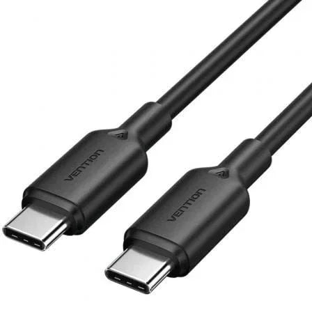 Cable USB 2.0 Tipo-C 3A Vention TRCBH/ USB Tipo-C Macho - USB Tipo-C Macho/ Hasta 60W/ 480Mbps/ 2m/ Negro - PixelPlaza
