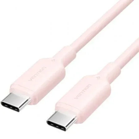 Cable USB 2.0 Tipo-C 3A Vention TRCPF/ USB Tipo-C Macho - USB Tipo-C Macho/ Hasta 60W/ 480Mbps/ 1m/ Rosa - PixelPlaza