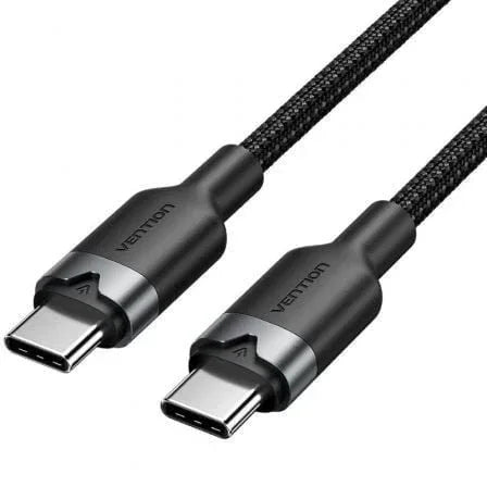 Cable USB 2.0 Tipo-C 3A Vention TRDBF/ USB Tipo-C Macho - USB Tipo-C Macho/ Hasta 60W/ 480Mbps/ 1m/ Negro - PixelPlaza