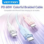 Cable USB 2.0 Tipo-C 3A Vention TRDPF/ USB Tipo-C Macho - USB Tipo-C Macho/ Hasta 60W/ 480Mbps/ 1m/ Rosa - PixelPlaza