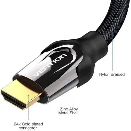 Cable HDMI 2.0 4K Vention VAA-B05-B1500/ HDMI Macho - HDMI Macho/ 15m/ Negro - PixelPlaza