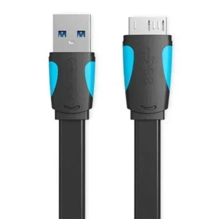 Cable USB 3.0 Vention VAS-A12-B100/ MicroUSB Macho - USB Macho/ Hasta 10W/ 5Gbps/ 1m/ Azul y Negro - PixelPlaza