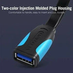 Cable Alargador USB 3.0 Vention VAS-A13-B050/ USB Macho - USB Hembra/ 5Gbps/ 50cm/ Negro y Azul - PixelPlaza