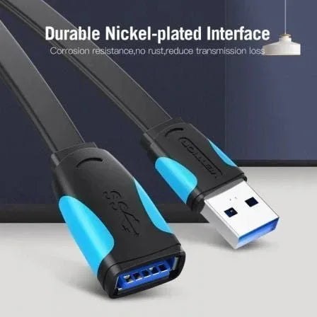 Cable Alargador USB 3.0 Vention VAS-A13-B150/ USB Macho - USB Hembra/ 5Gbps/ 1.5m/ Negro y Azul - PixelPlaza