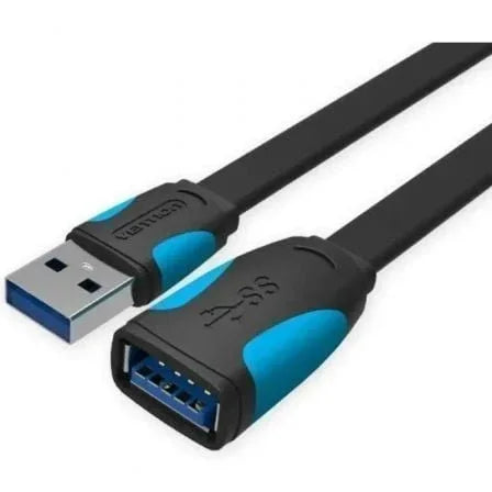 Cable Alargador USB 3.0 Vention VAS-A13-B200/ USB Macho - USB Hembra/ 5Gbps/ 2m/ Negro y Azul - PixelPlaza