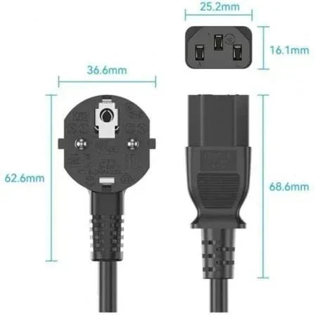 Cable de Alimentación Vention ZCJBAC/ IEC C13 Hembra - CEE7 Macho/ 1.8m/ Negro - PixelPlaza