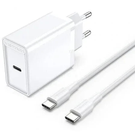 Cargador de Pared Vention FAHWF-EU/ 1xUSB Tipo-C + 2x Cable USB Tipo-C/ 25W - PixelPlaza