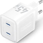 Cargador de Pared GaN Vention FEFW0-EU/ 2xUSB Tipo-C/ 45W - PixelPlaza